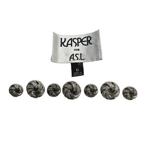 Vintage Kasper Textured Swirl Silver Plastic Buttons 7 Replacement Crafts Parts